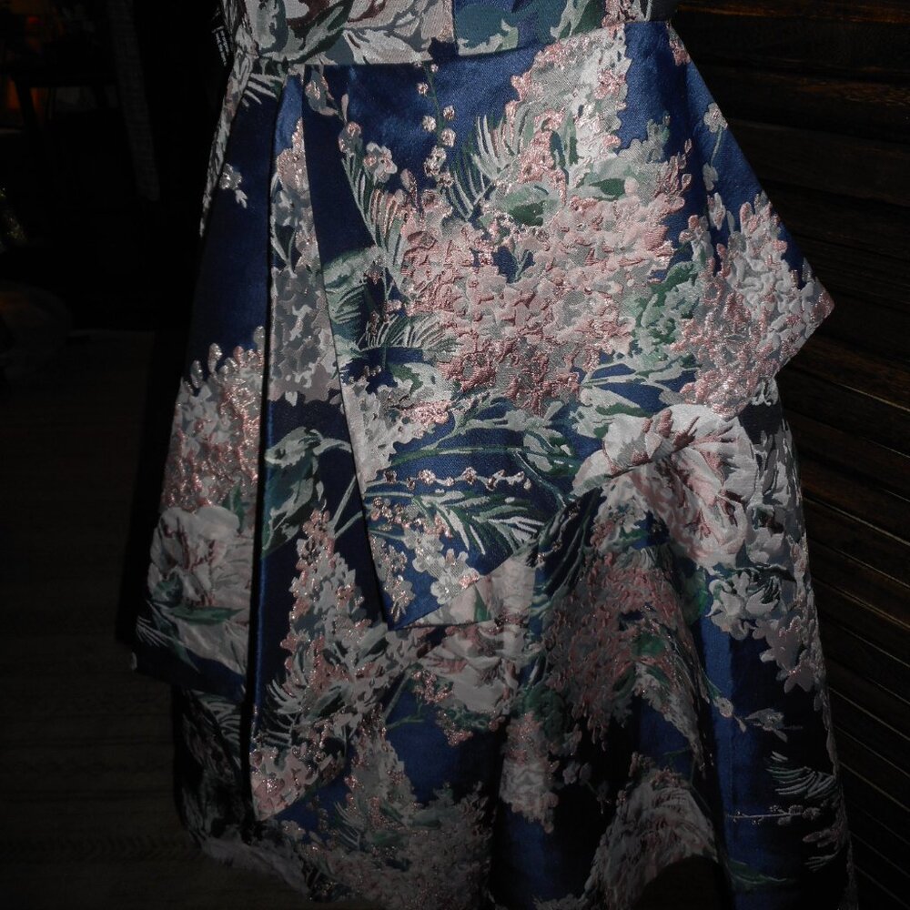 NWT Kay Unger metallic jewel and pastel floral tea dress, size 4 - Picture 11 of 12